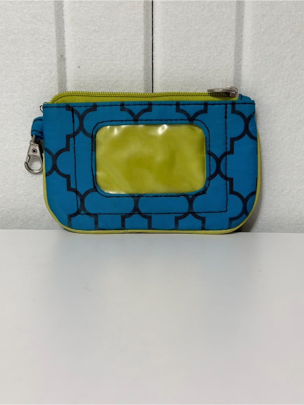 Travelon Teal Geometric ID Pouch with Lime Trim and RFID Blocking
